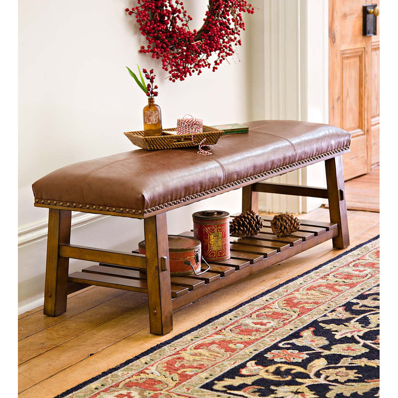 Plow & Hearth Wood Entryway Bench with Shelf Wayfair